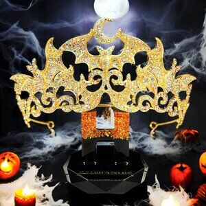 Vampire Bat Crown, Gold crystal crown, Witch crown, Evil queen crown, Goth crown